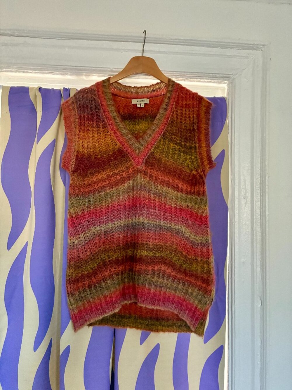 Colorful Striped Knit Mohair Sweater Vest